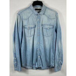 Calvin Klein Jeans Button Down 2-Pocket Long Sleeve Denim Shirt Blue L F210